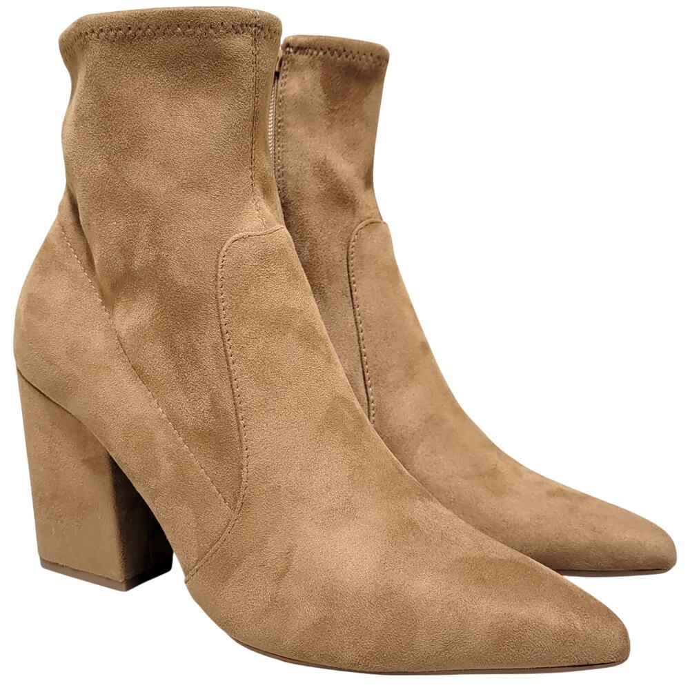 On 34th Women Lydiaa Block Heel Ankle Sock Booties Size US 9M Camel Brown